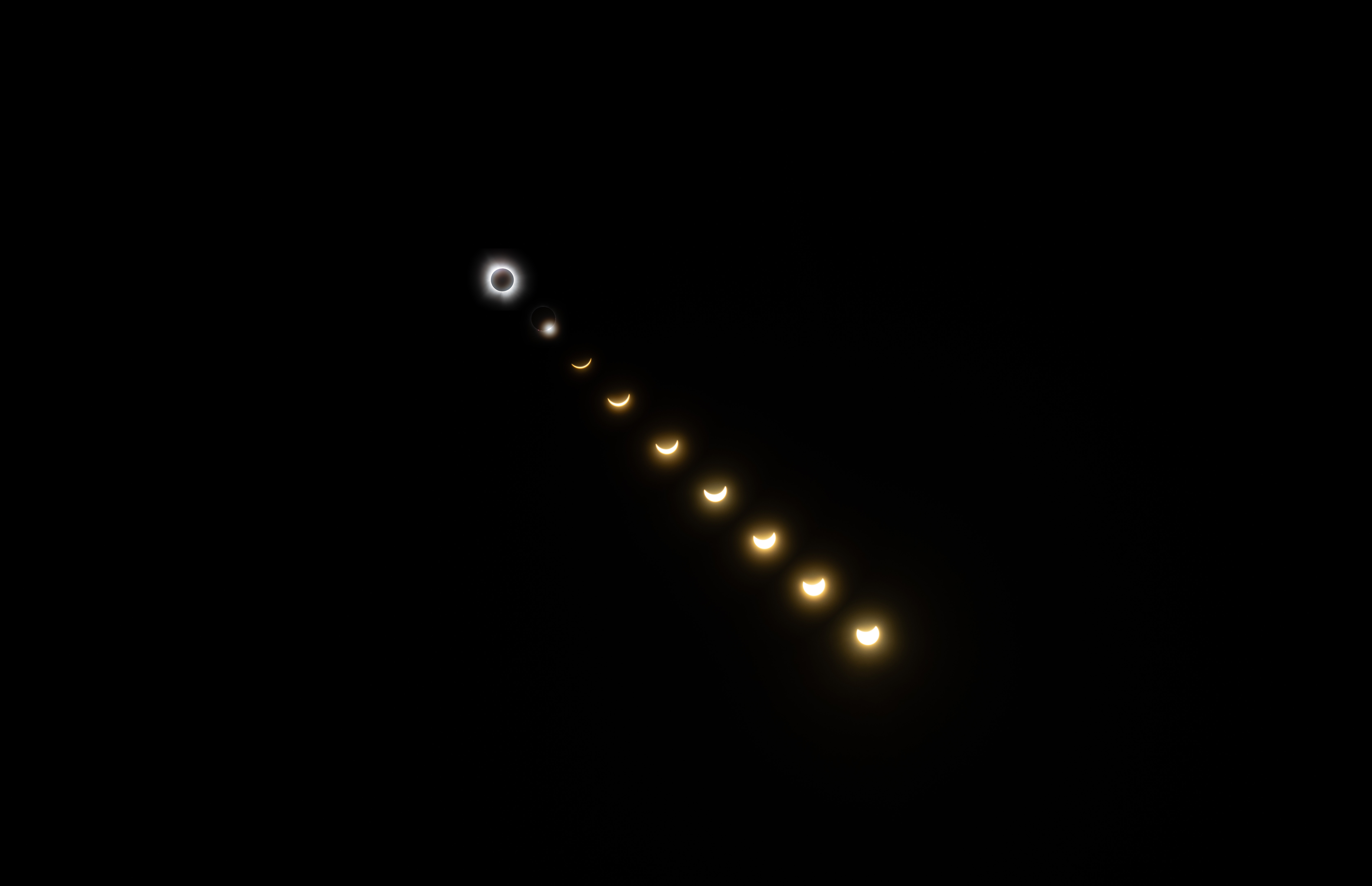 Composite sequence showing phases of the 2024 solar eclipse.