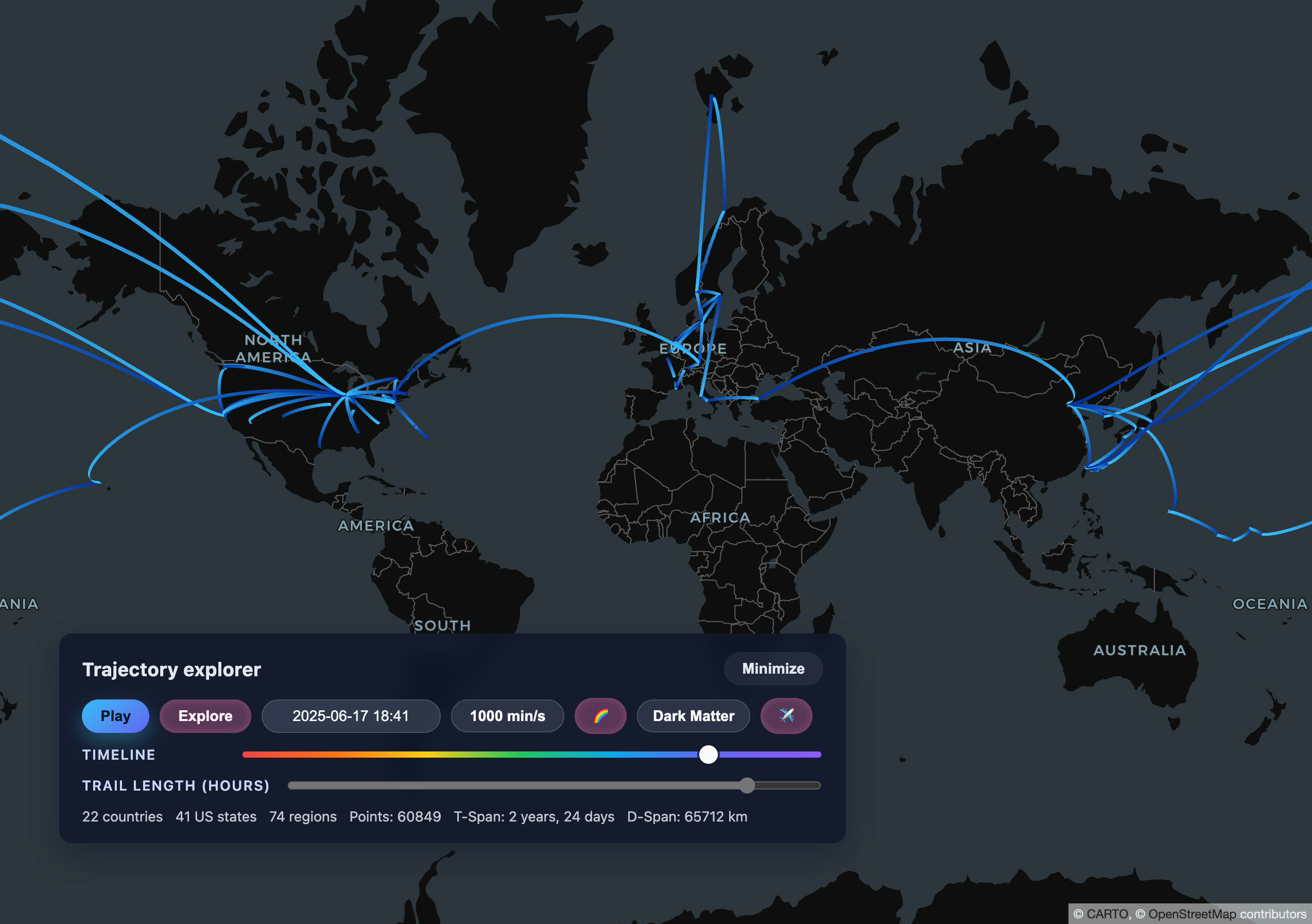Flight path arc visualization